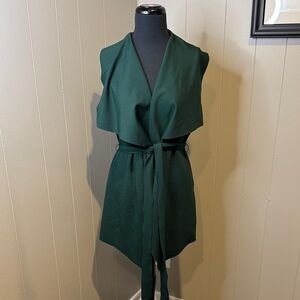B15 SHEIN Women’s Large Dark Green Sleeveless Large Lapel Cardigan
